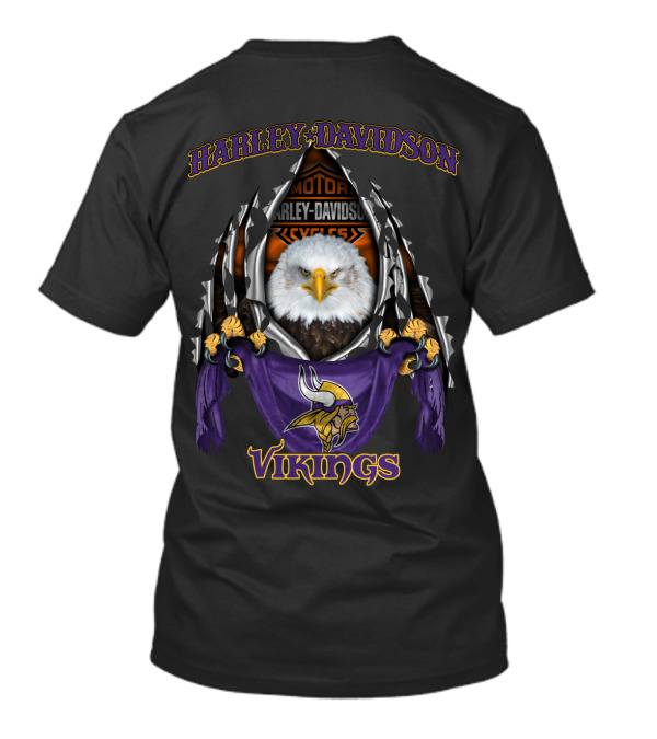 Harley Davidson Motorcycles 84 Minnesota Vikings Eagle T-Shirt
