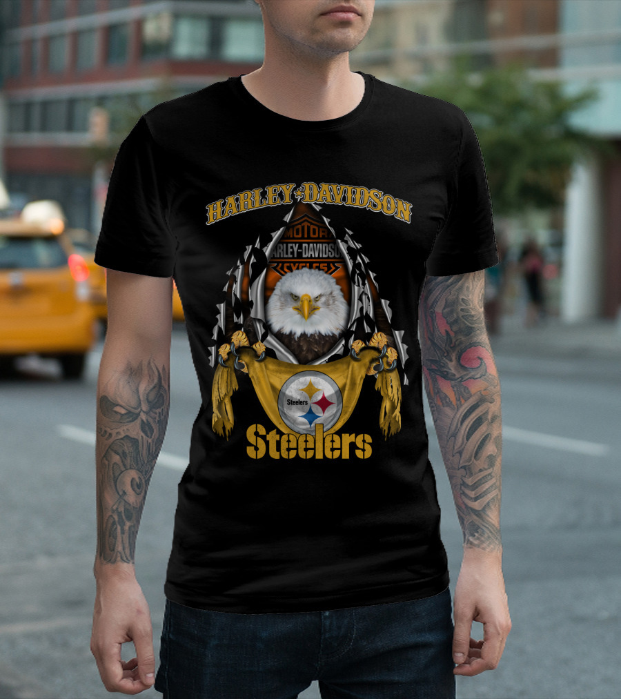Harley Davidson Motorcycles Steelers Eagle T-Shirt
