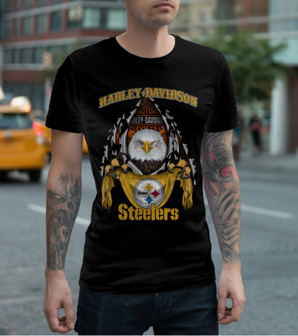 Harley Davidson Motorcycles Steelers Eagle T-Shirt