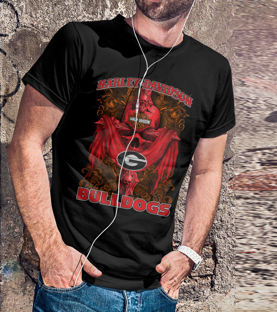 Harley Davidson Georgia Bulldogs Motorcycle Cycles T-Shirt
