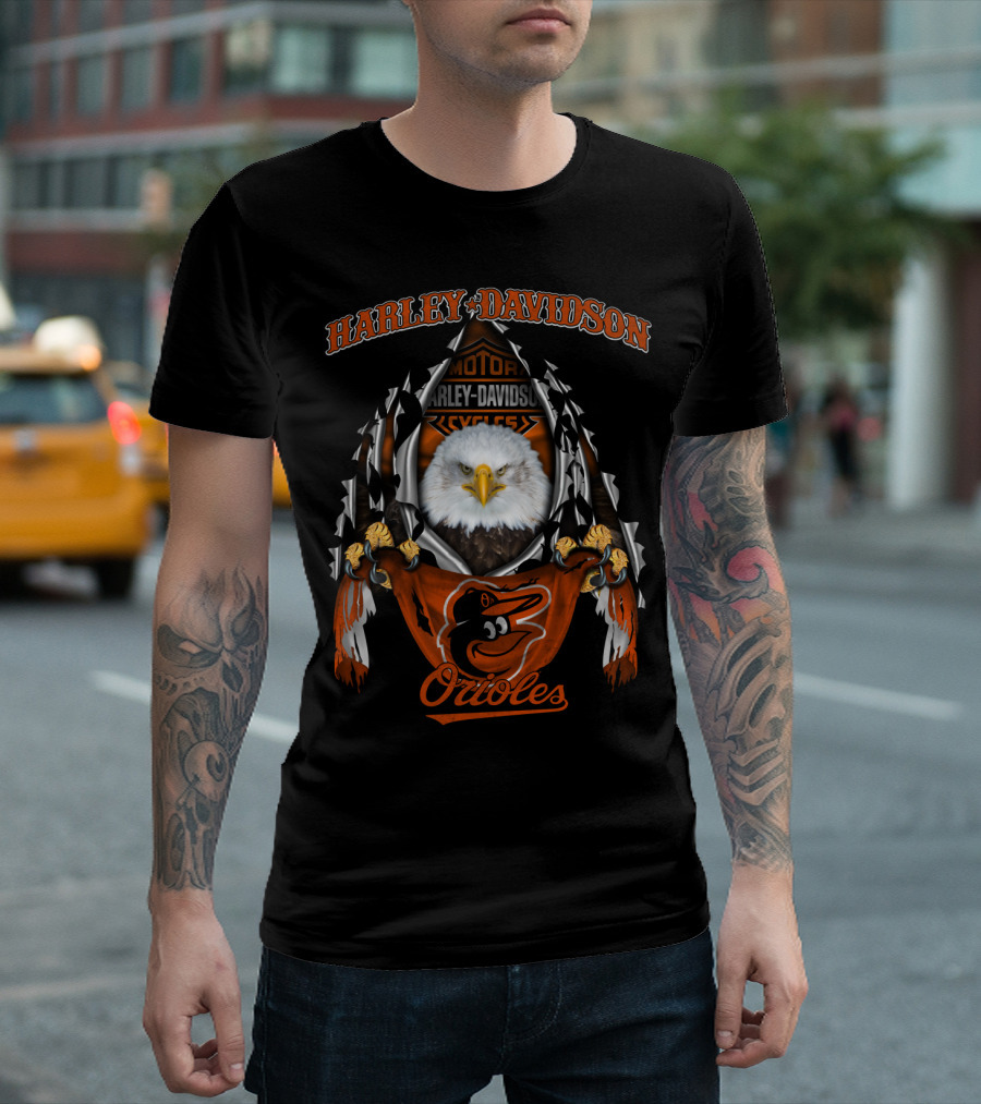 Harley Davidson Motorcycles Baltimore Orioles Eagle T-Shirt