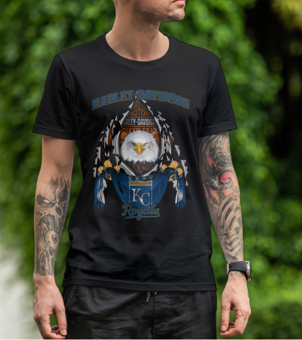 Harley Davidson Kc Royals Bald Eagle Motorcycles T-Shirt