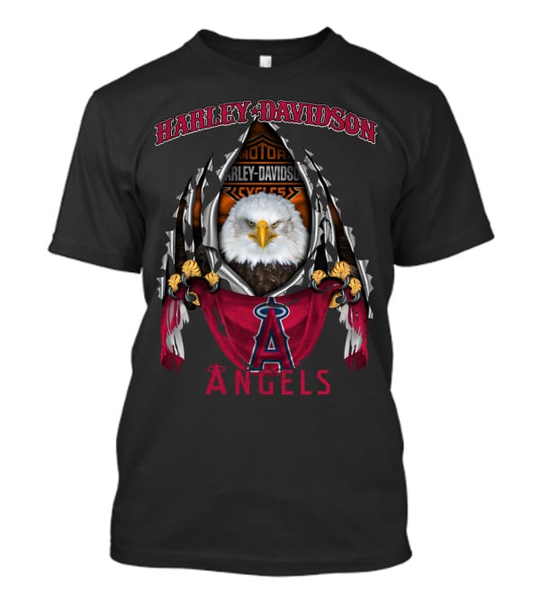 Harley Davidson Los Angeles Angels Motorcycles Eagle T-Shirt