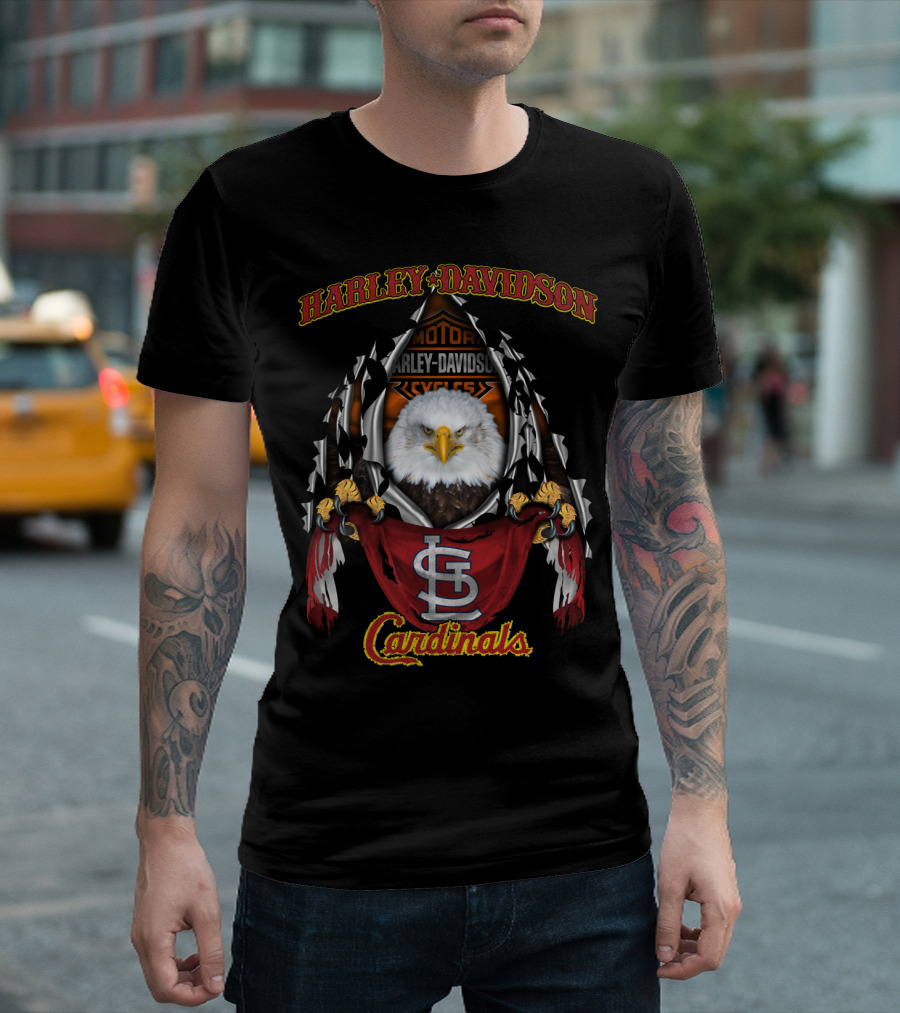 Harley Davidson St Louis Cardinals Bald Eagle T-Shirt