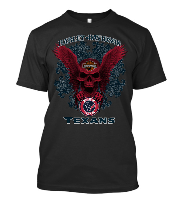Harley Davidson Skull With Wings Houston Texans Nfl T-Shirt