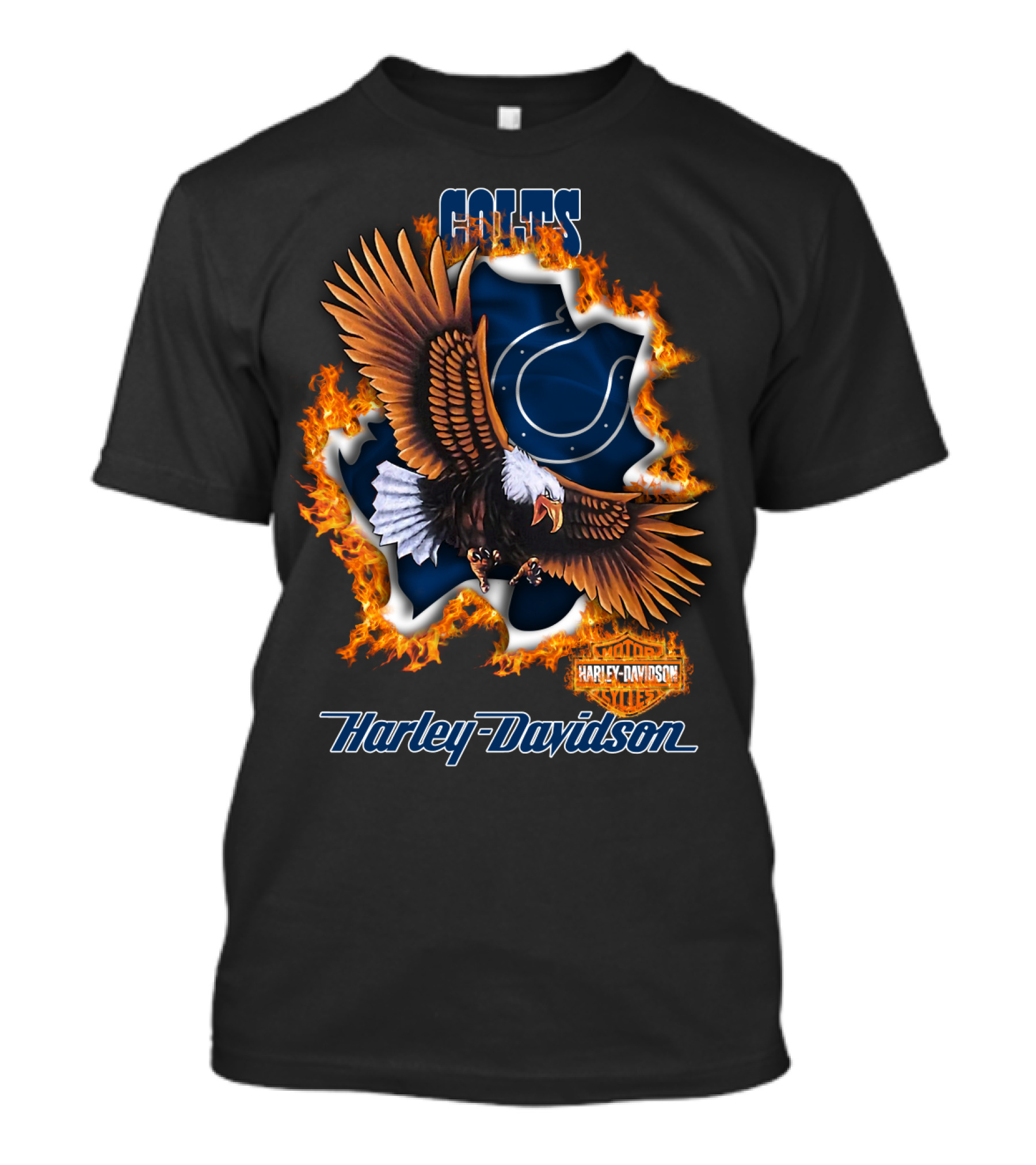 Colts Harley Davidson Eagle With Flame T-Shirt