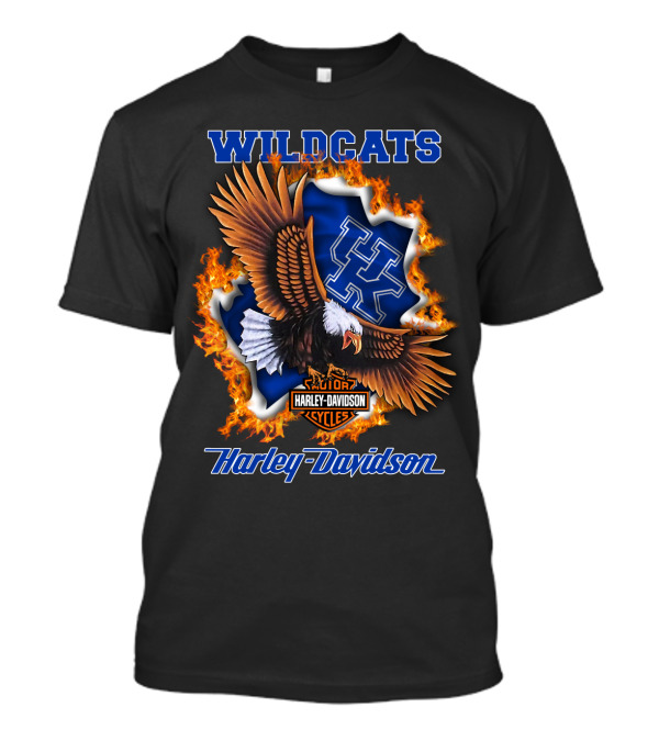 Kentucky Wildcats Harley Davidson Ncaa Eagle Flame T-Shirt