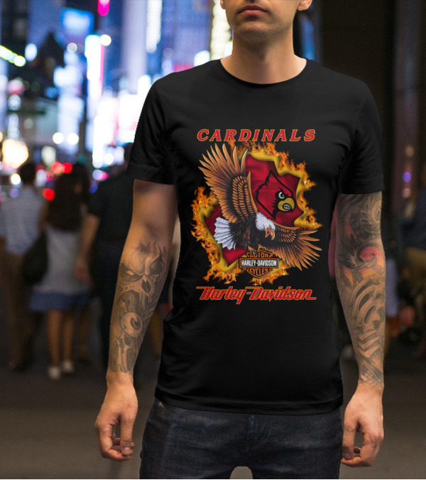 Cardinals Harley Davidson Cycles Eagle Flame T-Shirt