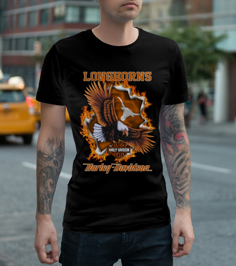 Longhorns Harley Davidson Ncaa Texas Longhorns Eagle T-Shirt