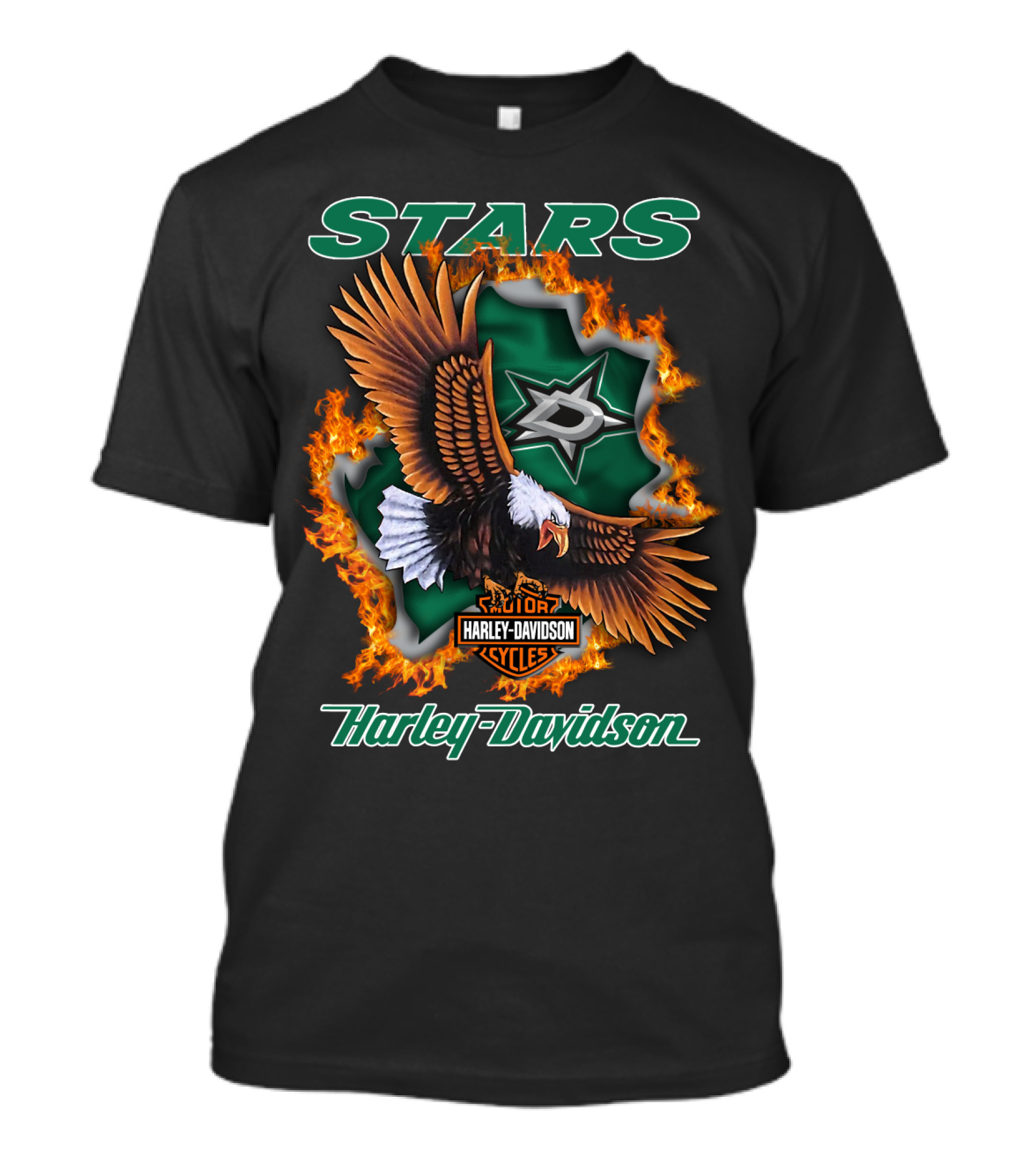 Hd.nhl.1204 Dallas Stars Harley Davidson Cycles Stars T-Shirt