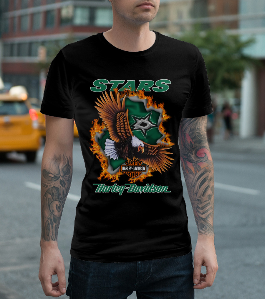 Hd.nhl.1204 Dallas Stars Harley Davidson Cycles Stars T-Shirt