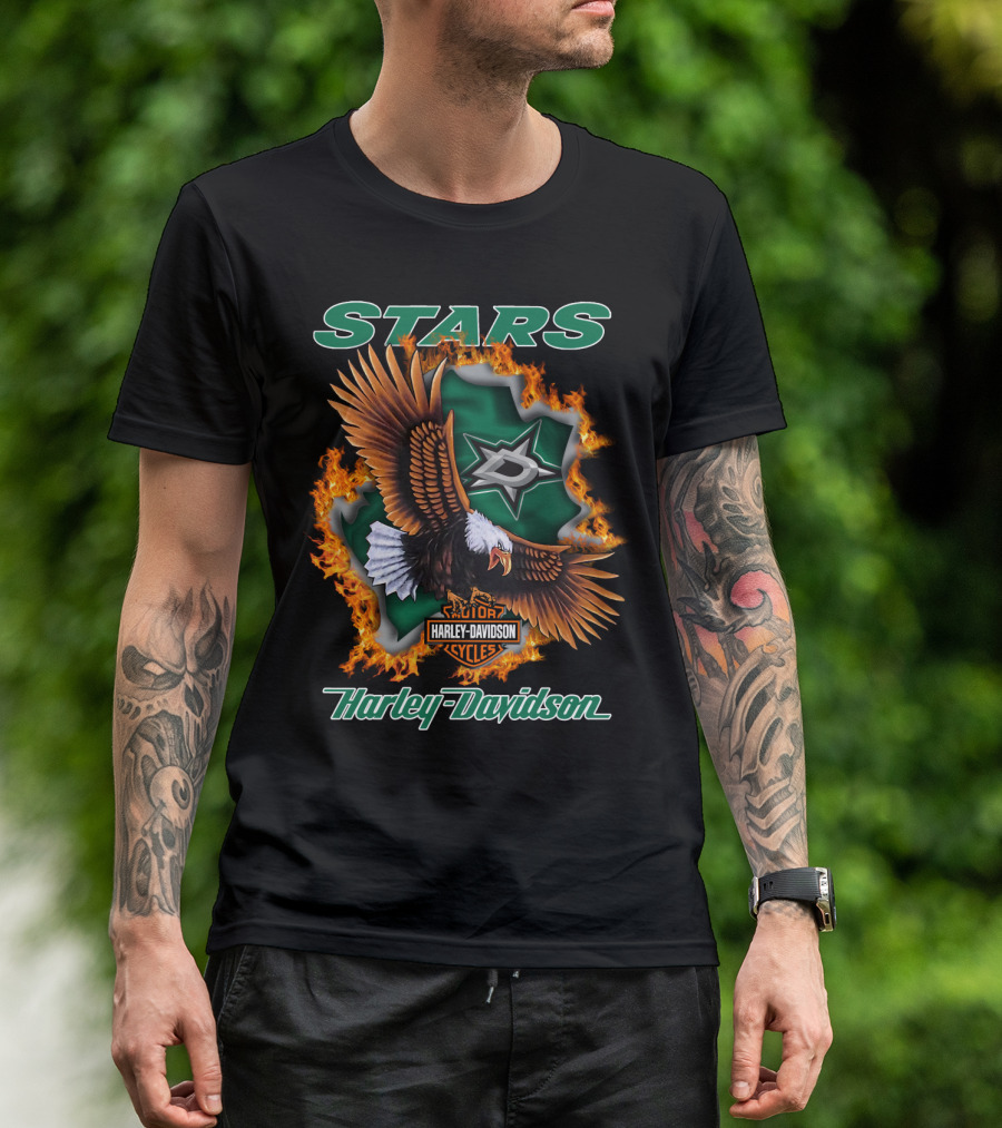 Hd.nhl.1204 Dallas Stars Harley Davidson Cycles Stars T-Shirt