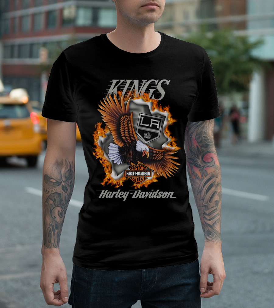 Harley Davidson Los Angeles Kings Nhl Eagle Flame T-Shirt