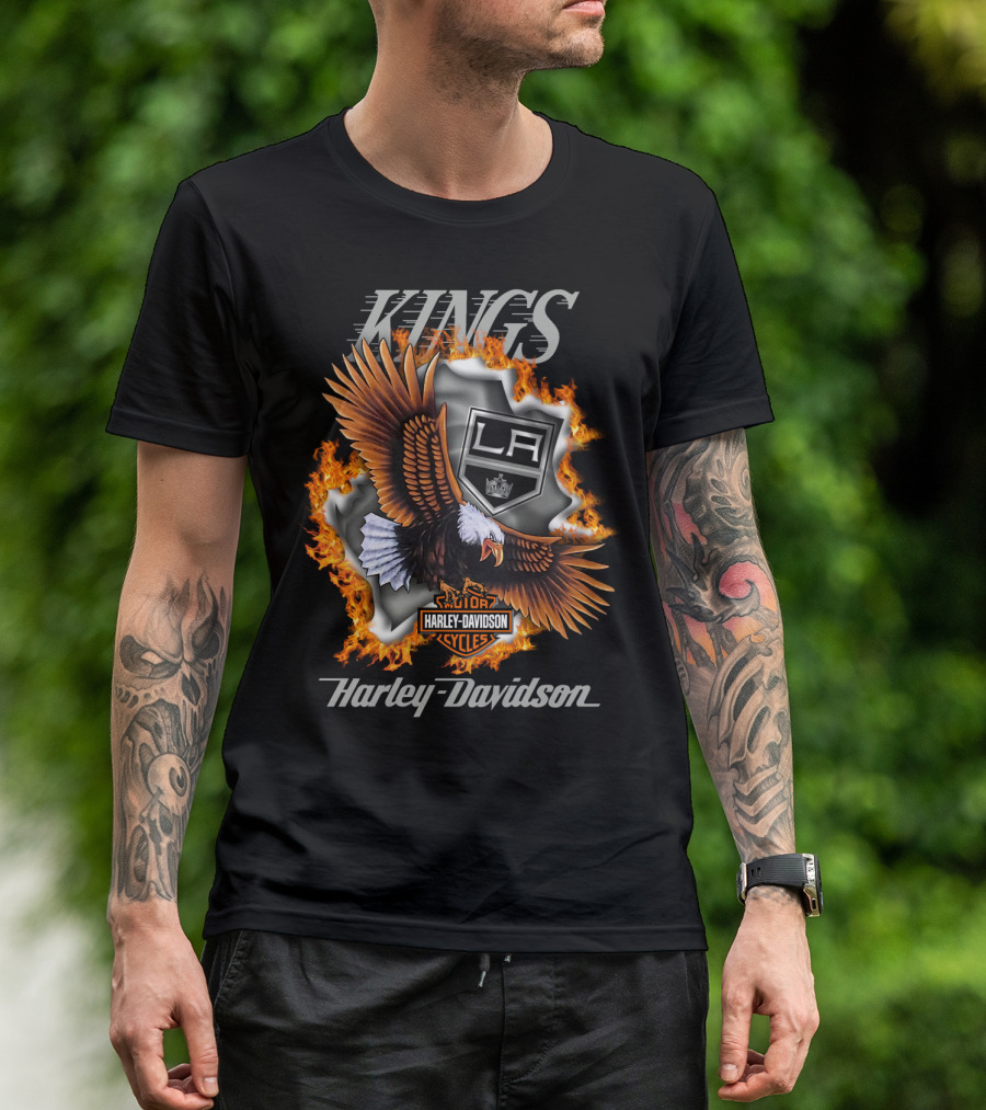 Harley Davidson Los Angeles Kings Nhl Eagle Flame T-Shirt