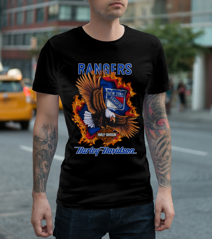 Rangers New York Rangers Harley Davidson Eagle T-Shirt