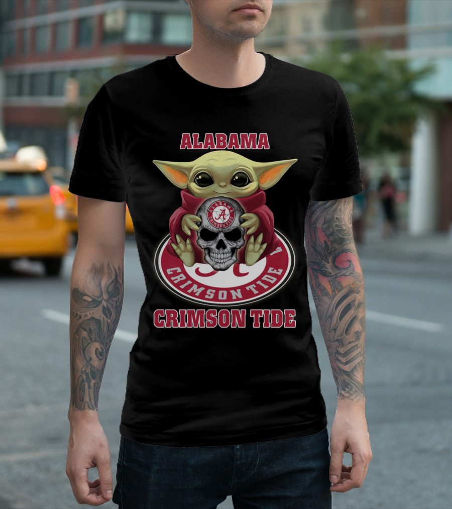 Alabama Crimson Tide Yd1404 Baby Alien Holding Skull T-Shirt