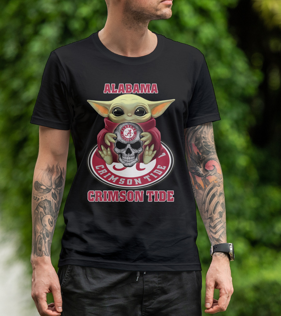Alabama Crimson Tide Yd1404 Baby Alien Holding Skull T-Shirt