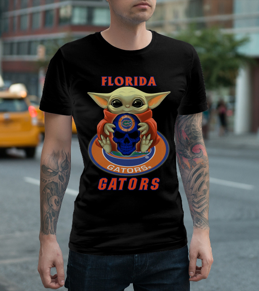 Florida Gators Baby Alien With Skull And Gators T-Shirt