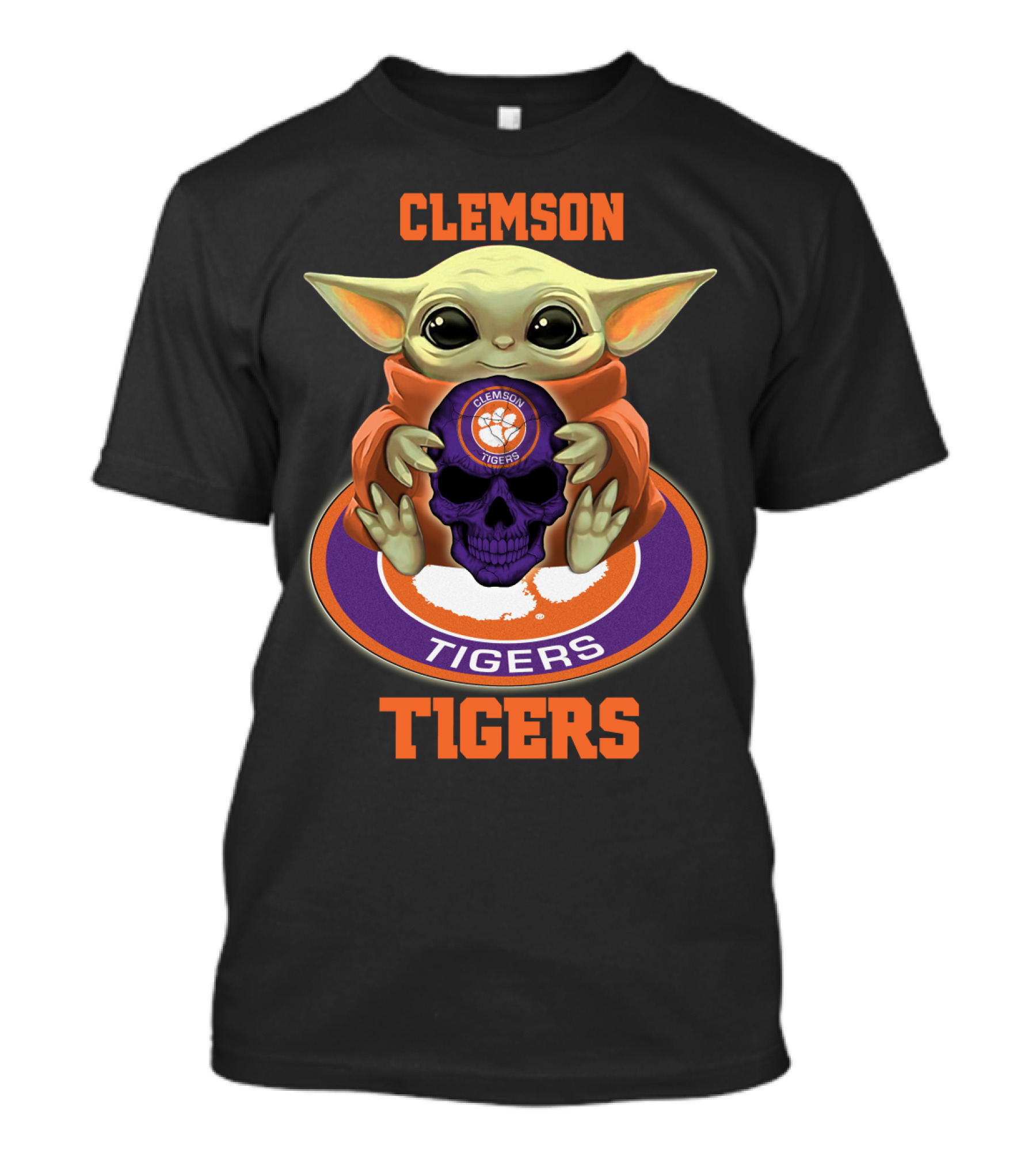 Clemson Tigers Yd1404 Baby Alien Holding Skull T-Shirt