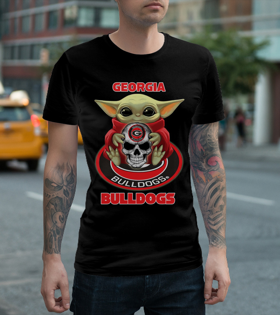 Georgia Bulldogs Baby Alien Holding Skull T-Shirt