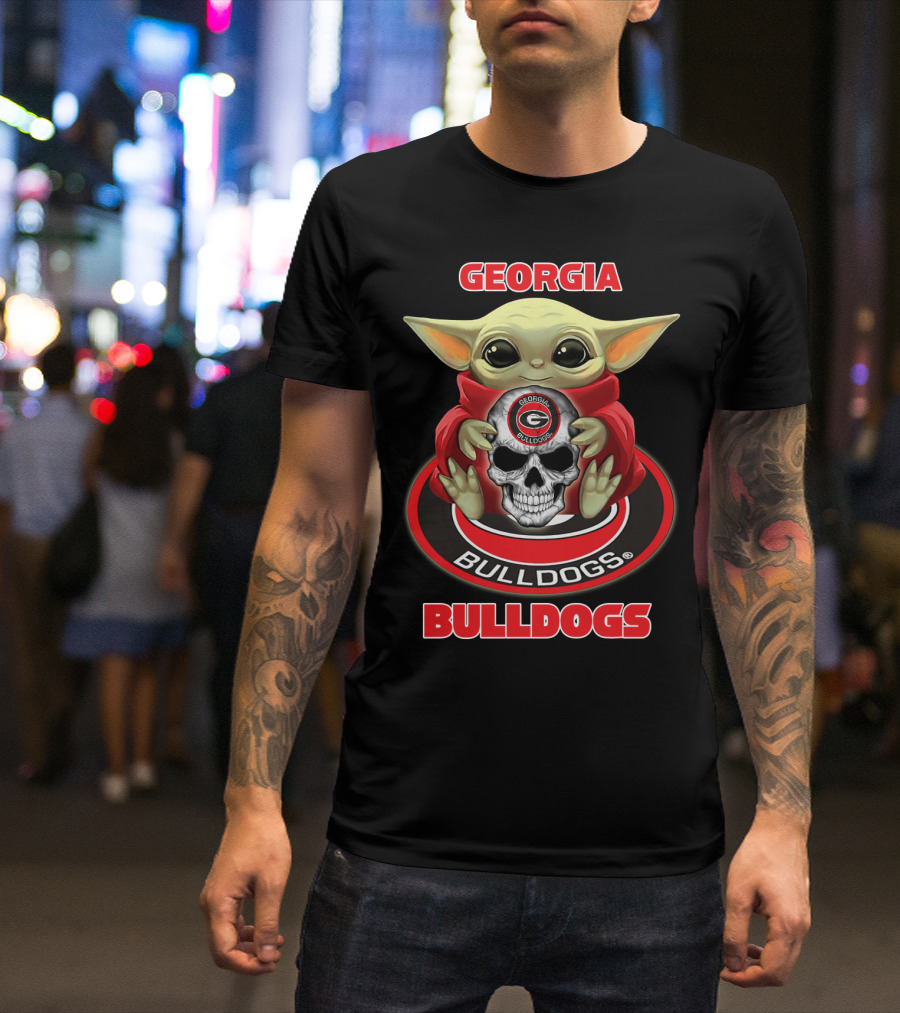 Georgia Bulldogs Baby Alien Holding Skull T-Shirt