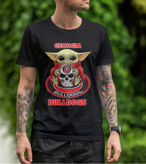 Georgia Bulldogs Baby Alien Holding Skull T-Shirt