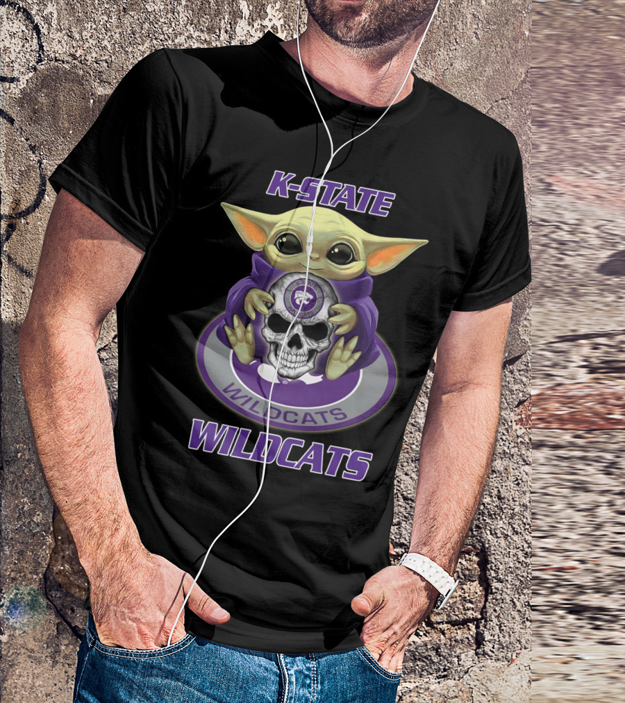 K-State Wildcats Baby Yoda Skull Yd1404 Kansas State Wildcats T-Shirt