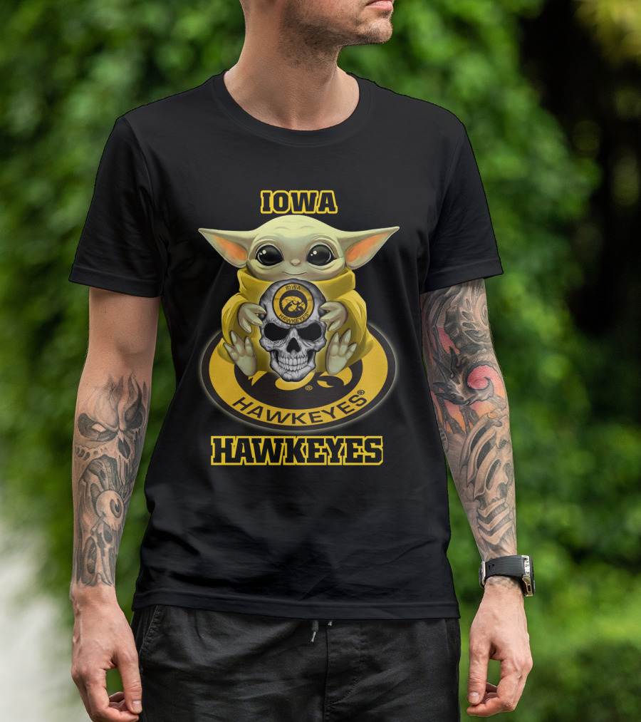 Iowa Hawkeyes Yd1404 Baby Alien With Skull T-Shirt