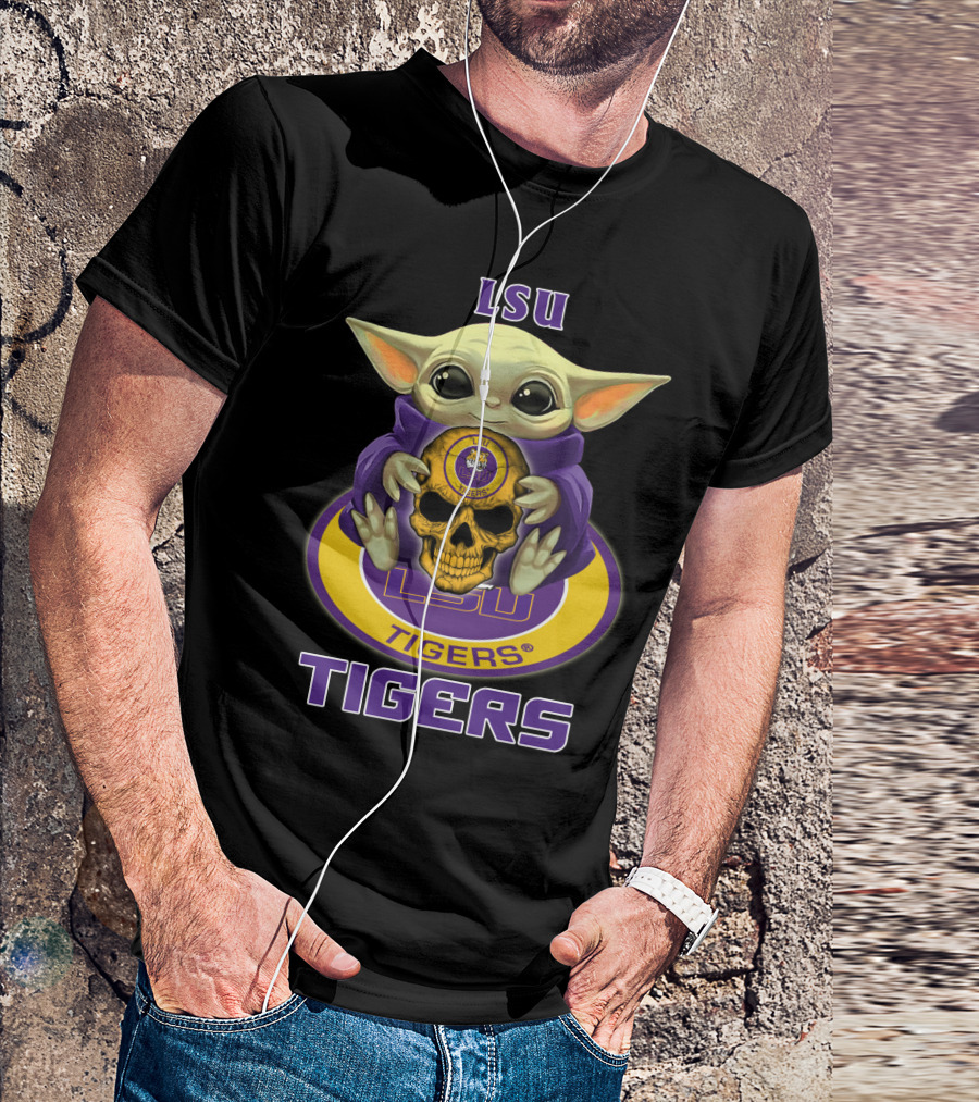 Lsu Tigers Baby Yoda Skull T-Shirt