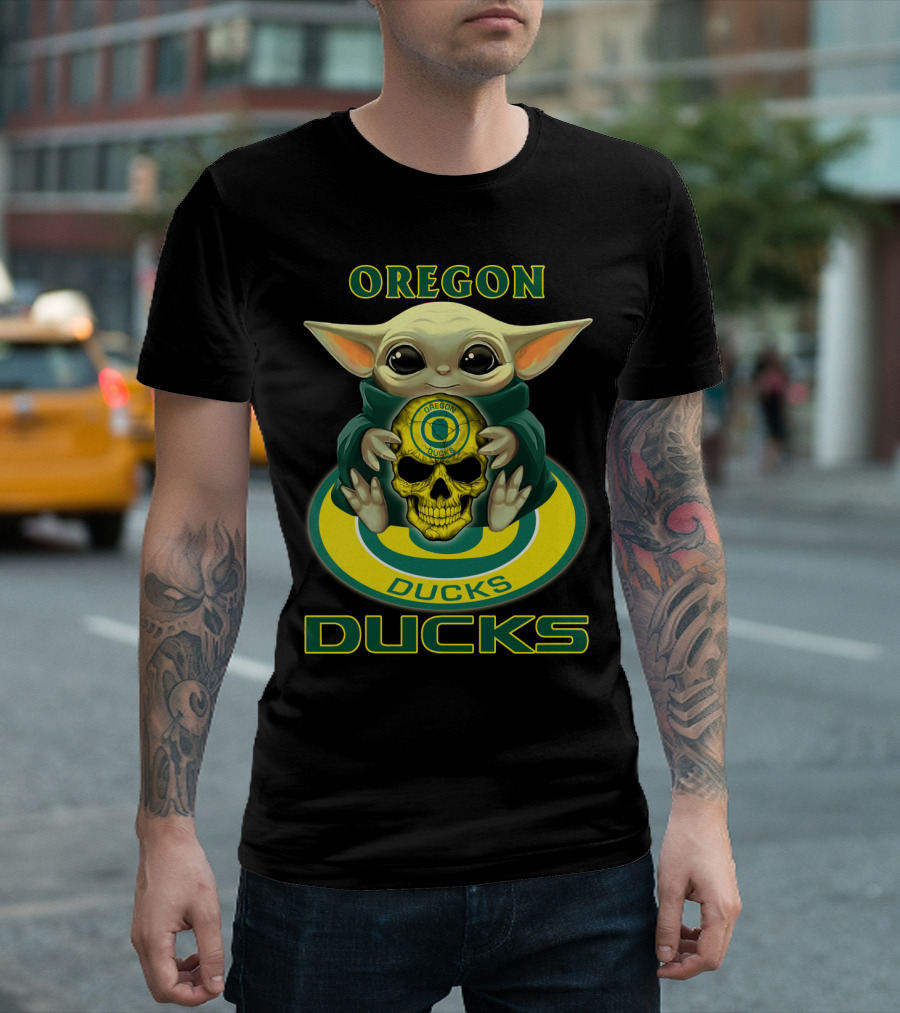 Oregon Ducks Baby Alien Holding Skull T-Shirt