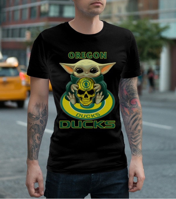 Oregon Ducks Baby Alien Holding Skull T-Shirt