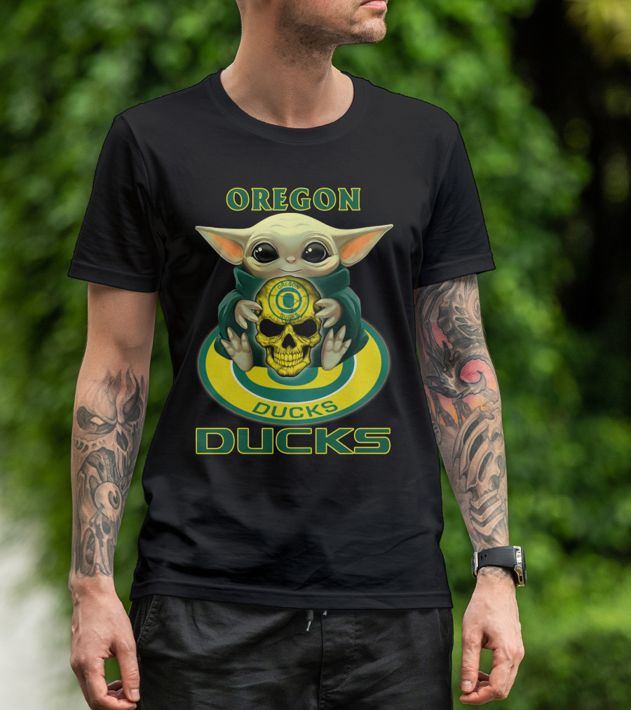 Oregon Ducks Baby Alien Holding Skull T-Shirt
