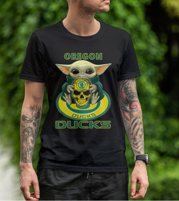 Oregon Ducks Baby Alien Holding Skull T-Shirt