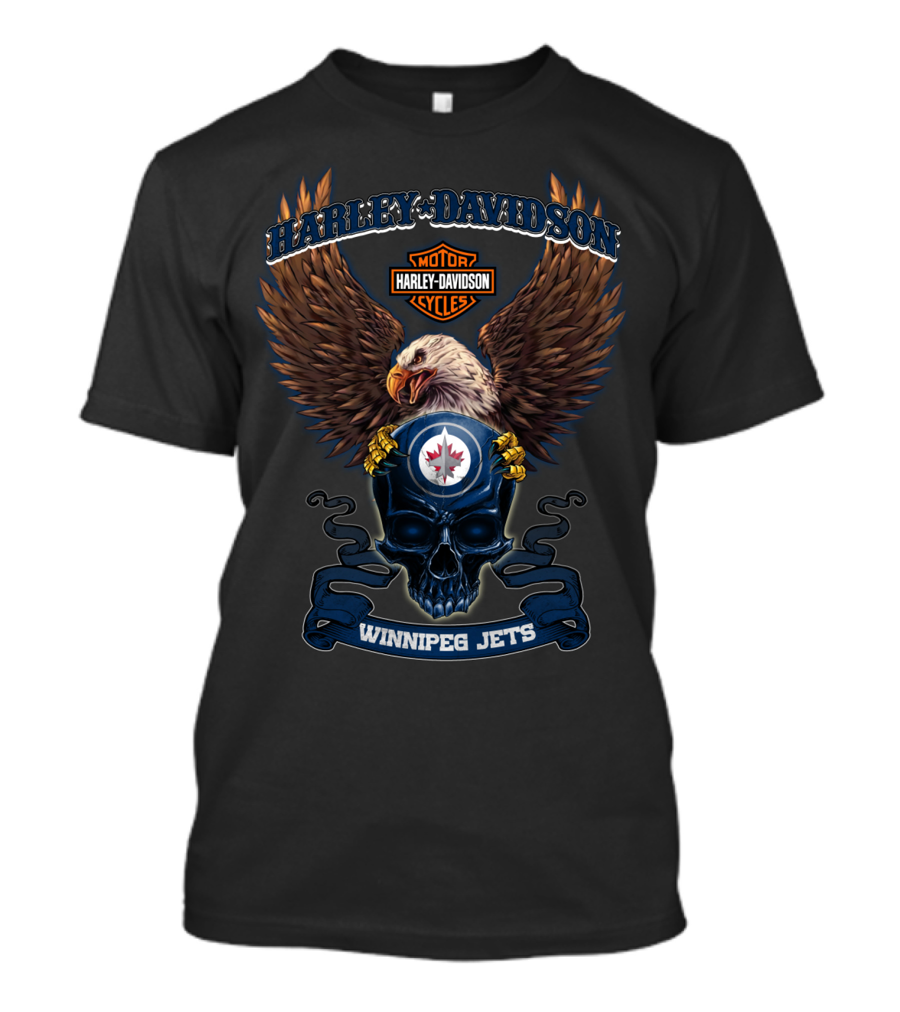 Harley Davidson Eagle Skull Winnipeg Jets T-Shirt