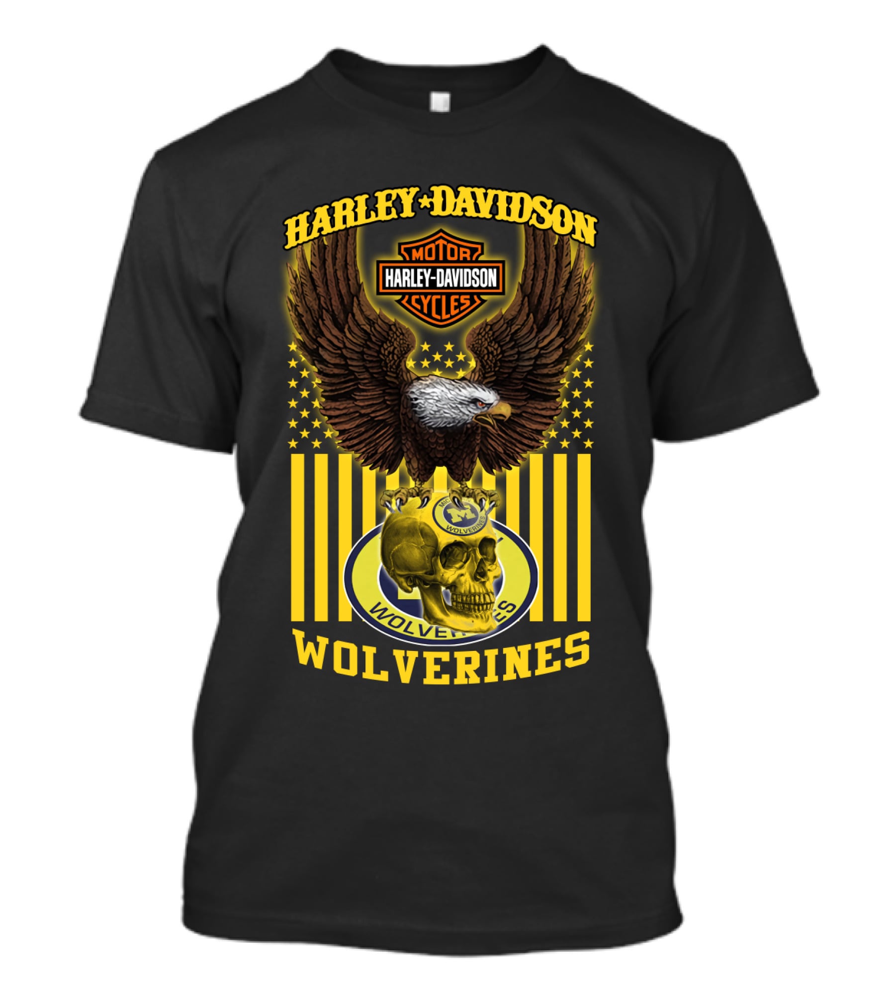 Harley Davidson Michigan Wolverines Eagle Skull T-Shirt