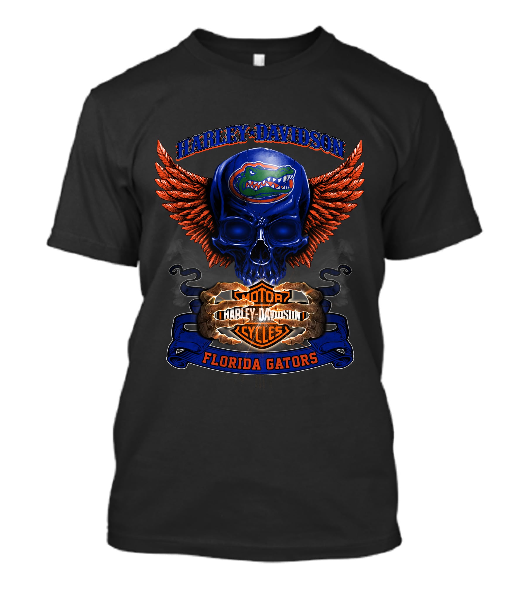 Harley Davidson Motor Florida Gators Winged Skull T-Shirt