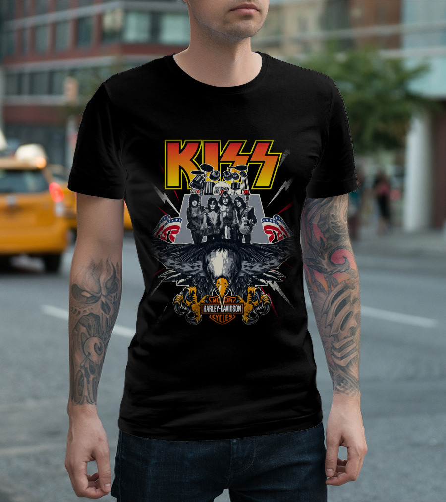 Kiss Harley Davidson Motorcycles American Eagle Band T-Shirt