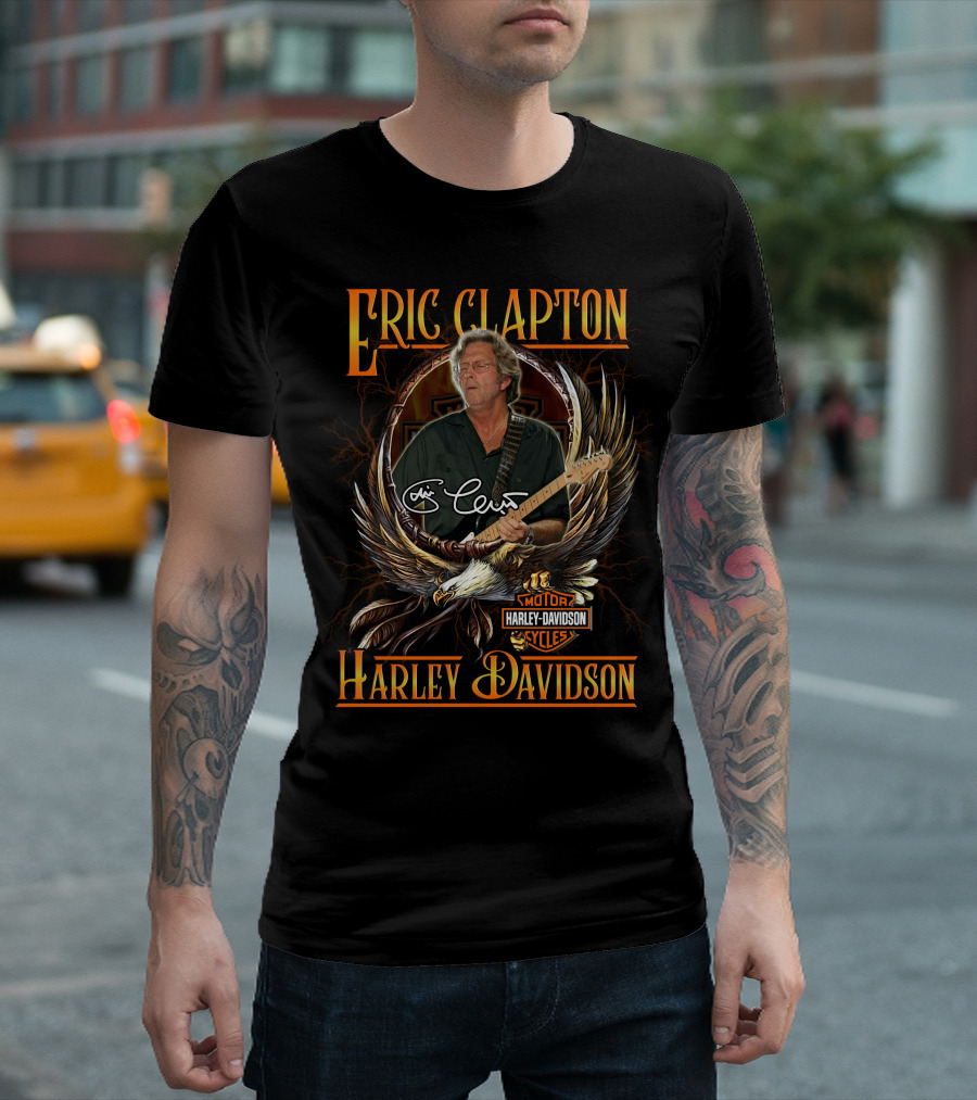 Eric Clapton Harley Davidson Motor Cycles Signature Eagle T-Shirt