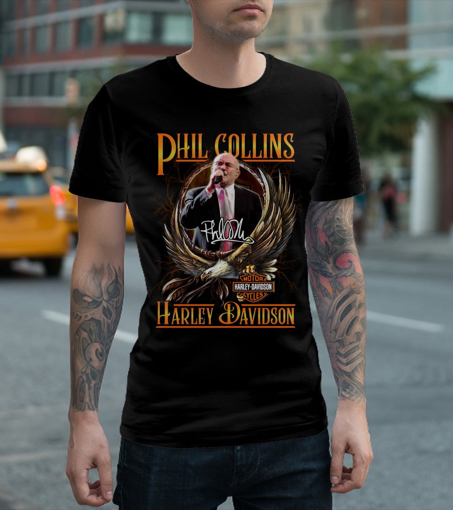 Phil Collins Harley Davidson Motor Cycles Eagle T-Shirt