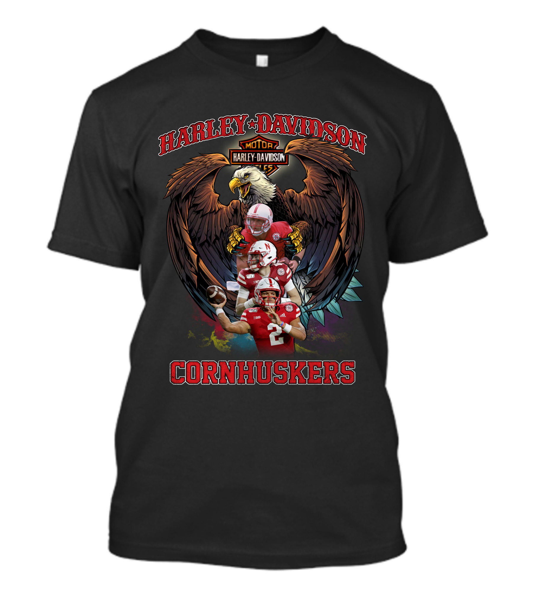Harley Davidson Nebraska Cornhuskers Football Eagle T-Shirt