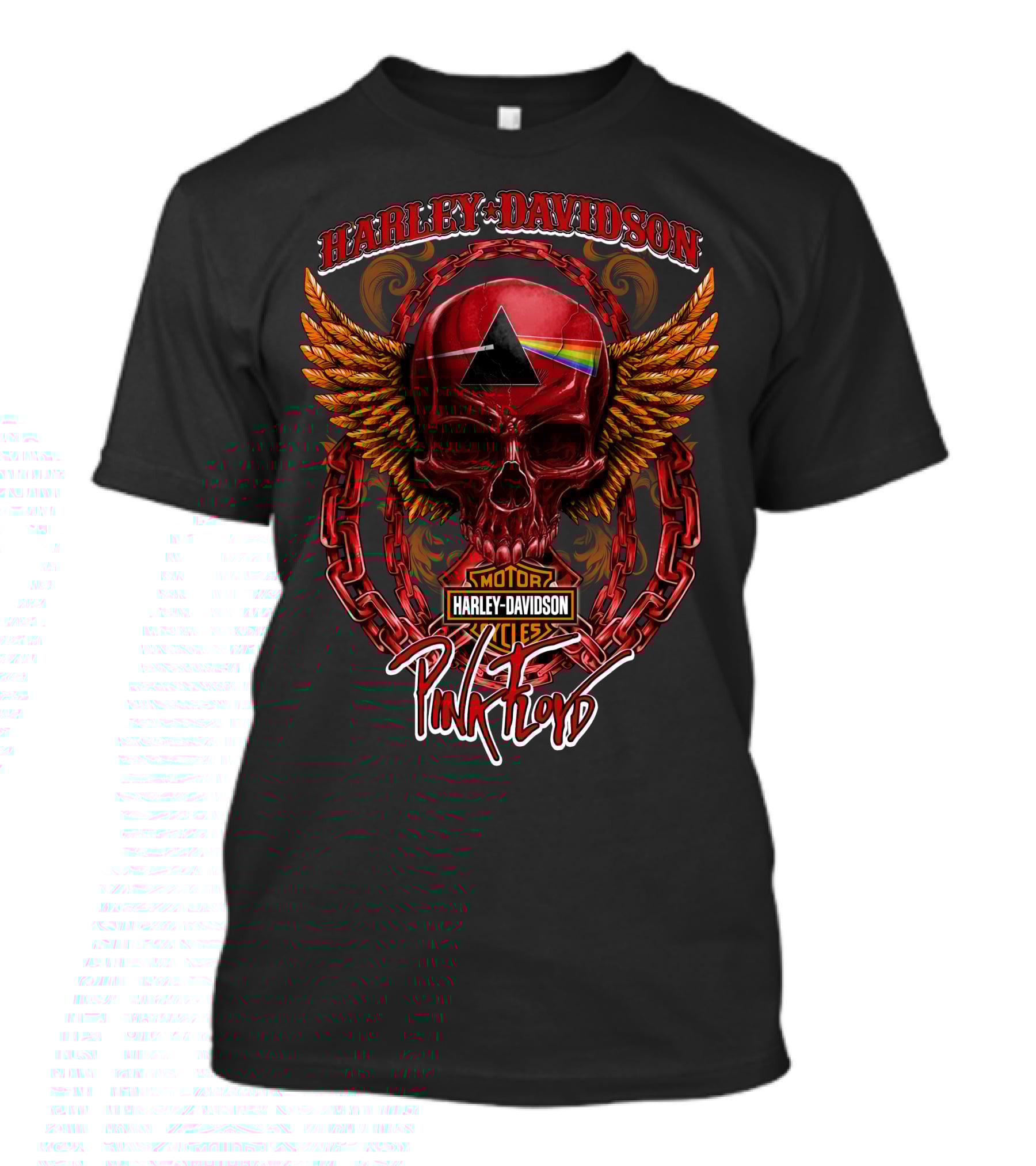 Harley Davidson Pink Floyd Skull With Wings And Prism T-Shirt