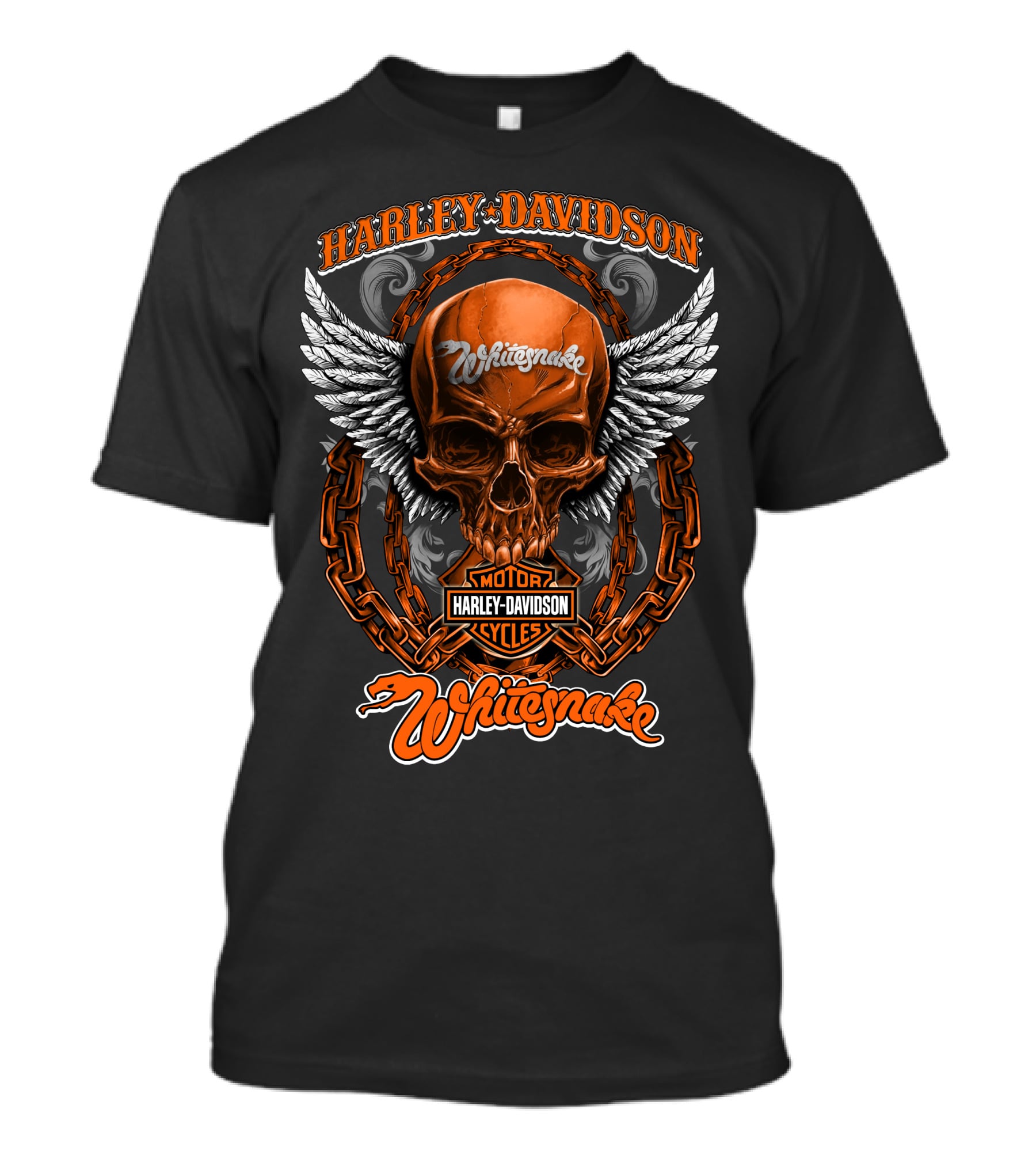 Harley Davidson Motor Cycles Skull Winged Whitesnake Hd2408 T-Shirt