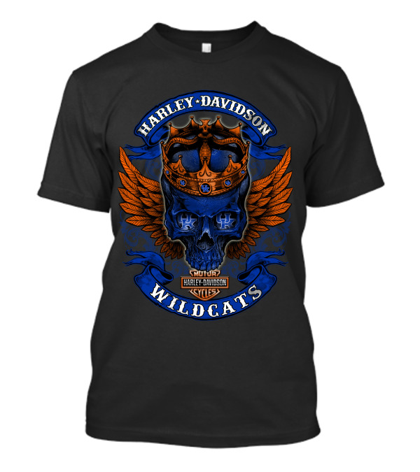 Harley Davidson Wildcats Skull Crown Wings Kentucky Wildcats T-Shirt