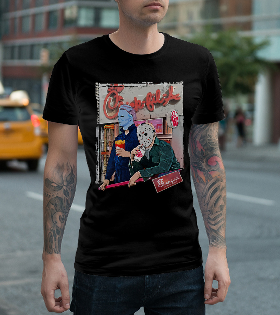 Chick-fil-A Halloween Horror Icons Eating T-Shirt
