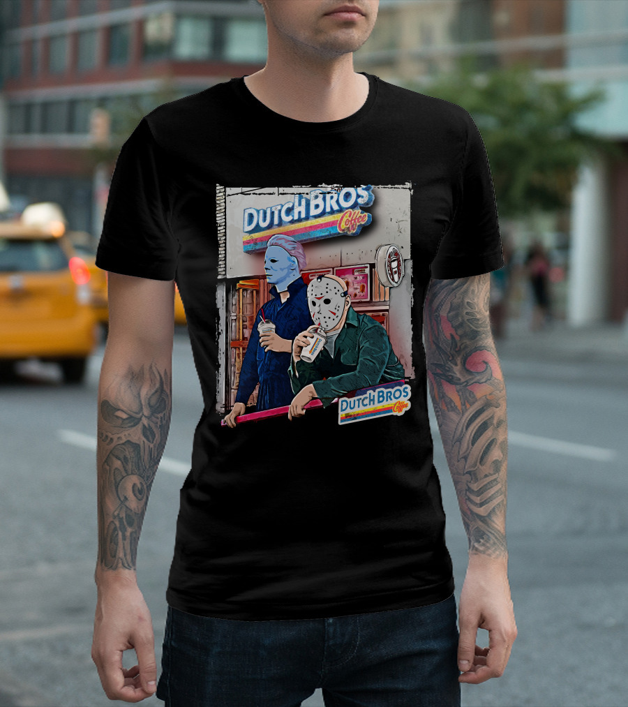Dutch Bros Coffee Horror Characters Retro 80s T-Shirt