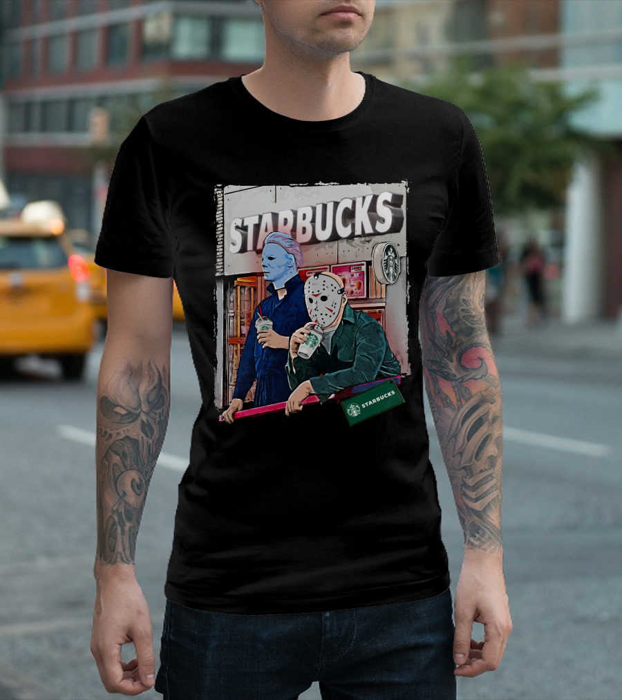 Starbucks Michael Myers Jason Voorhees Coffee Break T-Shirt