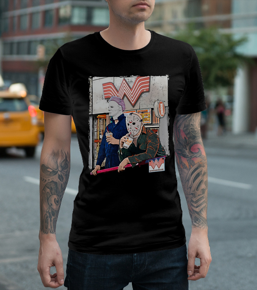 WAB HLW Whataburger Horror Icons with Michael and Hockey Mask T-Shirt