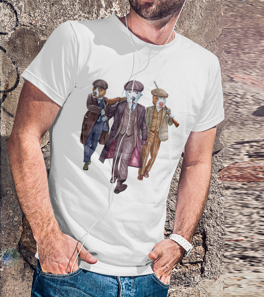 Peaky Blinders Dogs Illustrated In Vintage Suits And Hats T-Shirt