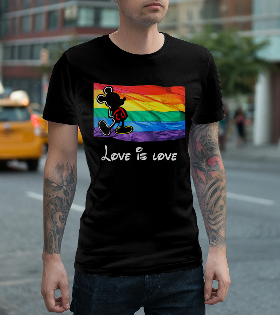 Mickey Love Is Love Rainbow Flag T-Shirt