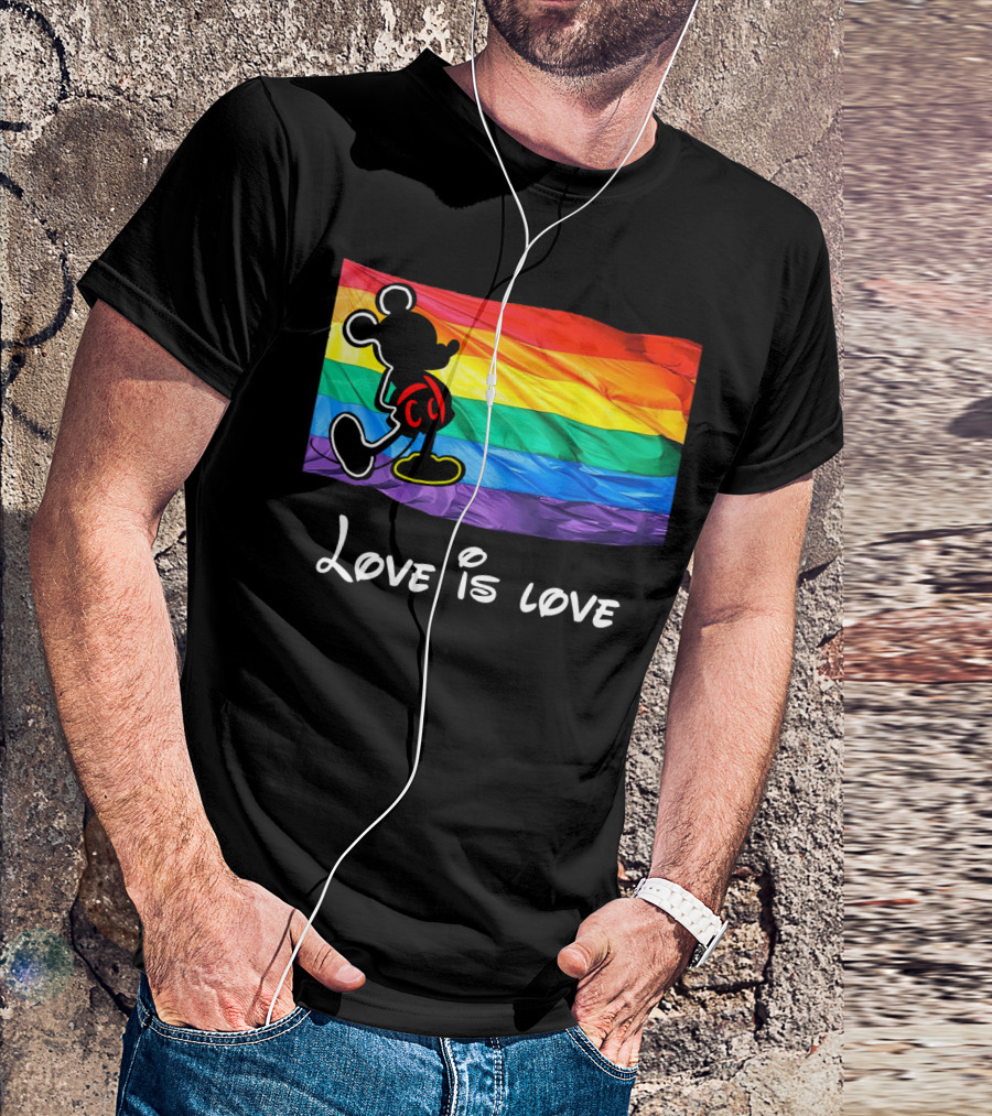 Mickey Love Is Love Rainbow Flag T-Shirt